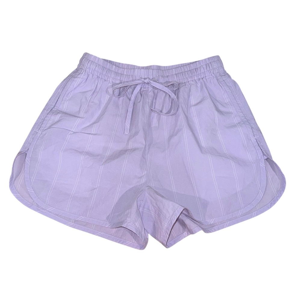 NWT Madewell Dolphin Hem Shorts Striped Lavender Purple Size XS